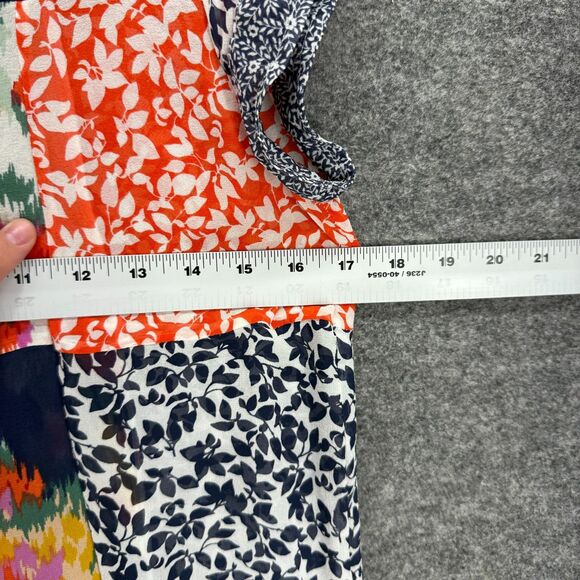 Joie Blouse Women S Small Blue Floral Short Sleeve Round Neck Silk Casual - Picture 5 of 7